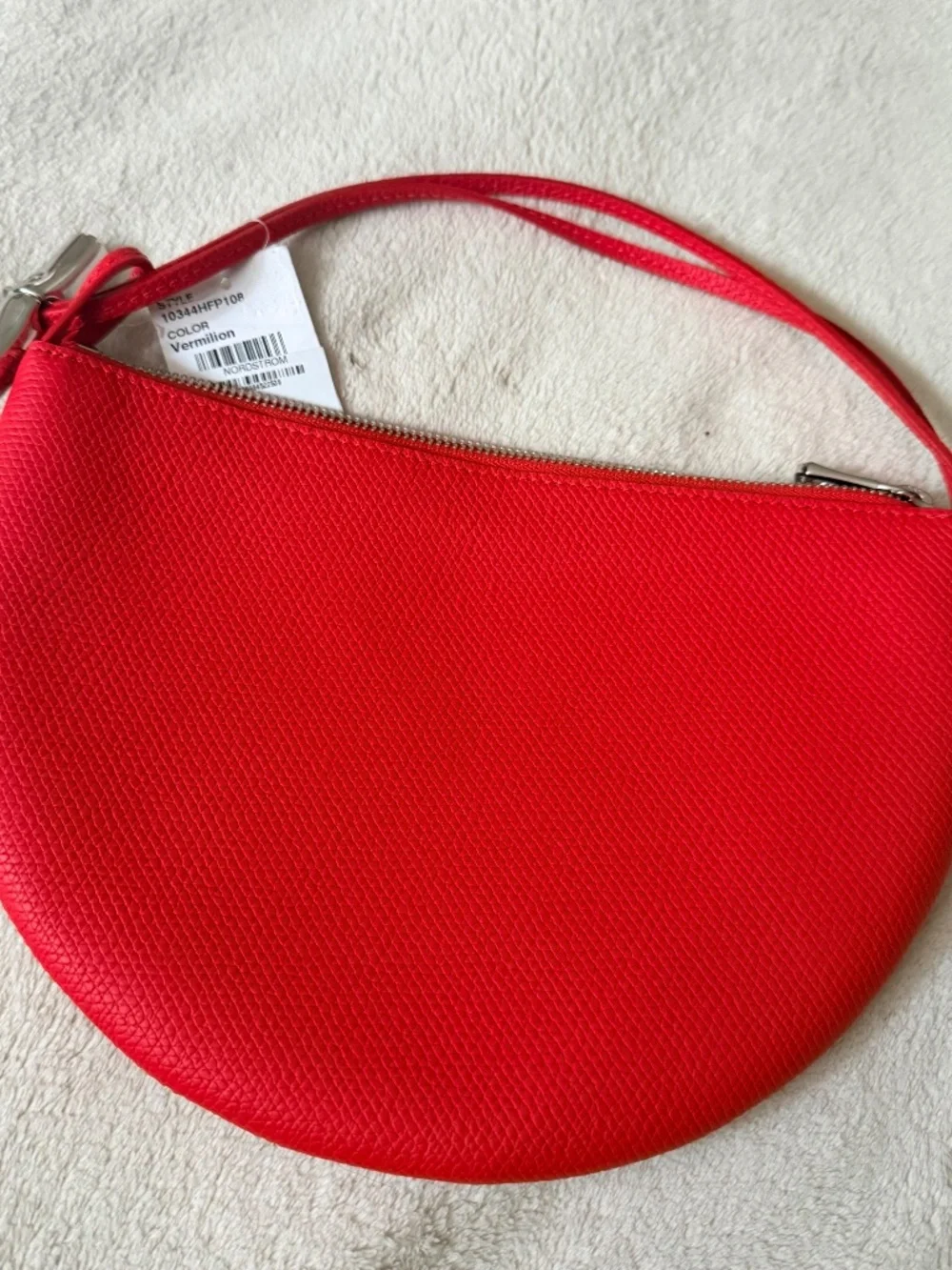 Longchamp Le Roseau Leather Wristlet Clutch bag in Red Vermilion New